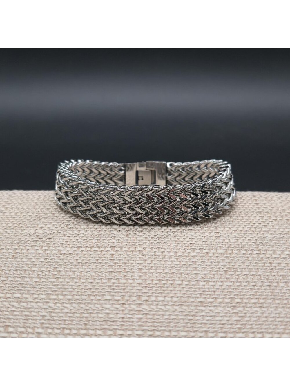 9 Inch Stainless Steel Double Franco Chain Bracelet, Chunky Biker Jewelry B1466